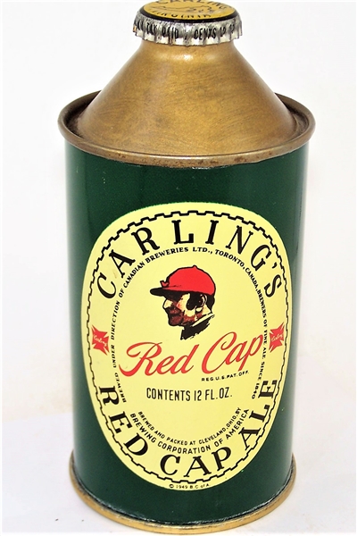  Carlings Red Cap Ale Cone Top, 156-28 CLEAN!