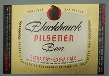 Blackhawk Pilsener Beer Extra Dry Extra Pale half-gallon beer label