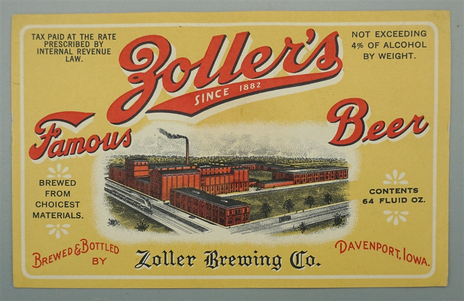 Zollers Famous Beer bottle label