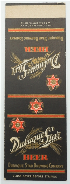  Dubuque Star Beer matchbook - Ohio Match Co. 