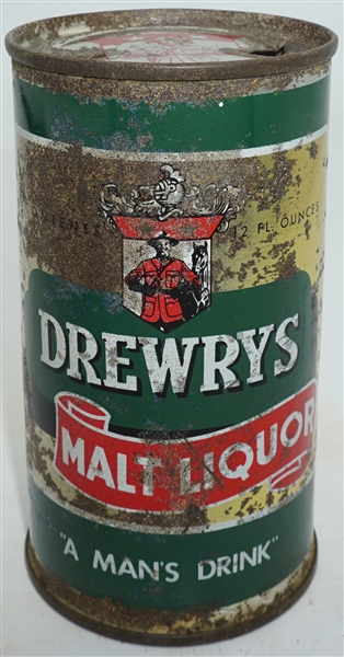 Drewrys Malt Liquor flat top - "A Mans Drink" - Packaged by Drewrys Chicago