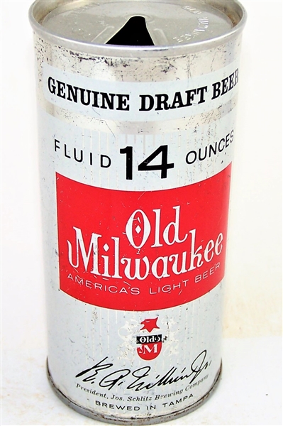 Old Milwaukee (1966) Metallic Silver 14 Ounce Tab Top, Vol II 158-26 Tampa