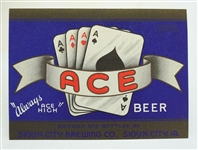  Ace Beer bottle label, Sioux City IA