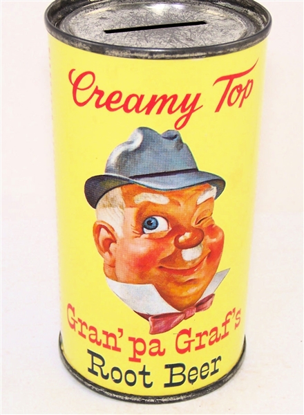  Granpa Grafs Pre Zip Code Bank Top Soda Can, Clean!