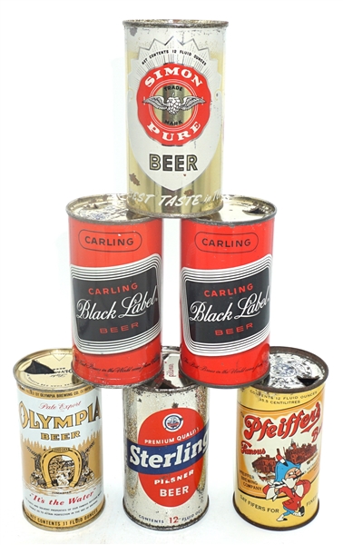  6 Pack 10: Simon Pure, 2 Carling Black Labels, Olympia, Sterling, Pfeiffer 