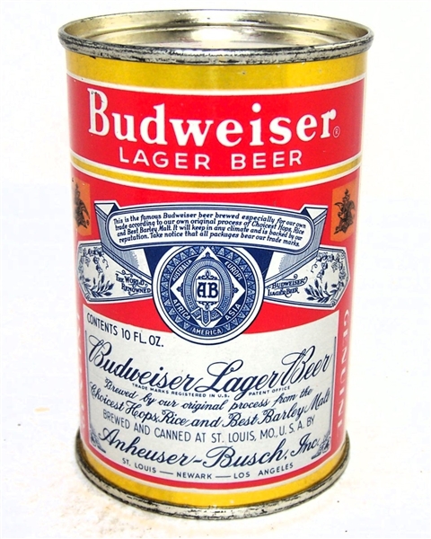  Budweiser Lager 10 Ounce Squat Flat Top, Display Empty Lid, 44-09