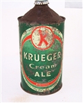  Krueger Cream Ale Quart Cone Top, (Can and Glass on tray) 213-13