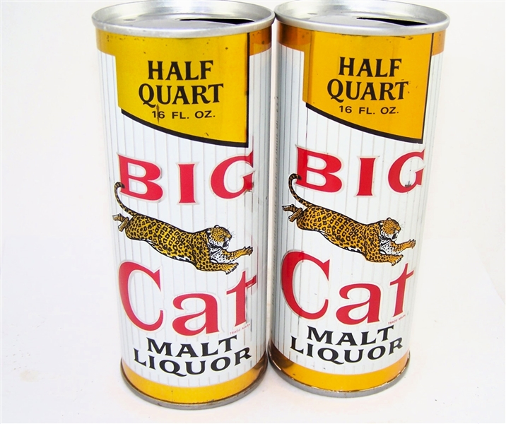  2 Different Big Cat Malt Liquor 16 Ounce Tab Tops, Milwaukee and Los Angeles, Vol II 139-19,18