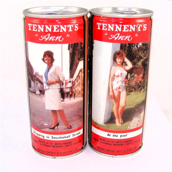  2 Tennents Sweet Stout "Ann" B.O 15.5 OZ Tab Tops one price.