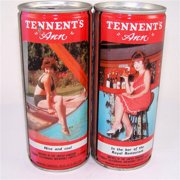  2 Tennents Sweet Stout "Ann" B.O 15.5 OZ Tab Tops one price.